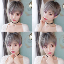 Wig female short hair bobo South Korea bobo head handsome Net Red natural lifelike face Fluffy Full Head set round face