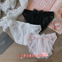 Japanese GP Spring Summer Breathable Little Fairy Low Waist Underpants Female Lace Mesh Yarn Pure Cotton Stalls Bow Tie Triangle Pants