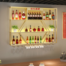 Creative wall hanging bar iron bar cabinet on wall restaurant household wall hanging red wine glass frame red wine rack