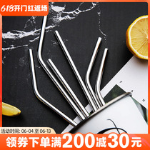 Nordic Ins Wind 304 stainless steel eco-friendly straw Merson Cup Cocktail Straw Milk Tea Bending Metal Straw Brush