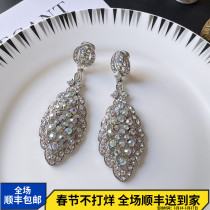 Antique Jewelry Exotic Vintage Full Diamond Crystal Retro Medieval Exquisite Wedding Dinner Palace Ear Clip