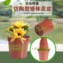 Green dill resin plastic flower pot King size anti-ceramic flower pot thickened succulents balcony round small flower pot