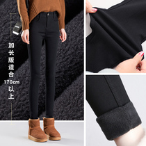 2021 new womens leggings womens autumn and winter models plus velvet topped wearing thick winter black small foot pants trousers