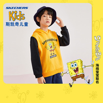 Skechers Skatch childrens wear SpongeBob co-name 2021 autumn and winter new mens and womens warm clothes