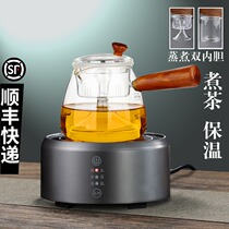 Electric pottery stove tea maker household tea set side bar glass steaming teapot dual-purpose boiling tea stove set thickened heat-resistant