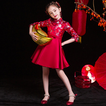 Childrens improved cheongsam Chinese style baby New year dress girl Tang dress New year dress dress dress dress dress autumn winter dress