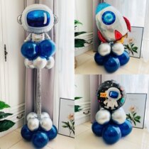 Boys birthday space cartoon balloon layout childrens 100 days and 100 days space theme party scene decoration