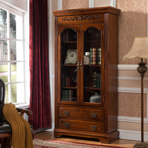 American solid wood bookcase bookcase European-style bookcase furniture lockers display cabinet floor glass door bookcase portfolio