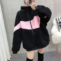 Korean Version Casual Lamb Plush Thick style Warm Jacket Women Europe Post Autumn Winter Womens Clothing 2021 New European Goods Tide