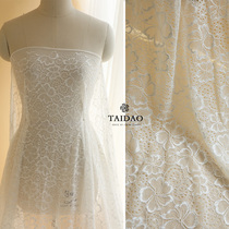 New Taidao pastoral floral micro-elastic embroidery fabric M10 ivory white wedding dress fabric DIY accessories accessories