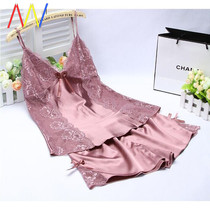 2019 Women Pajamas silk thin sleepwear night dress home wear