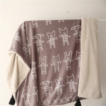 Korea ins wind rabbit velvet double-sided childrens crystal fluff blanket Multi-color cart blanket Lunch break baby blanket
