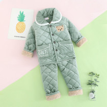 5 Padded childrens pajamas autumn and winter childrens baby thickened coral velvet girls and Boys home clothes for 1-2 years old