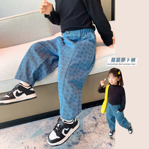 Girls radish pants autumn 2021 new childrens spring and autumn pants foreign style female baby wide leg pants autumn casual pants