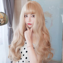 Wig female long curly hair gradual color change fluffy fashion nightclub realistic big wave Net red face full head long hair