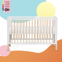 Baby bed solid wood baby bed multifunctional splicing big bed can move newborn without paint bb bed