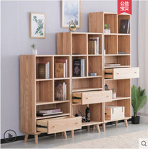 Nordic all solid wood combination bookcase simple modern oak bookcase bookcase bookcase custom display cabinet multifunctional locker