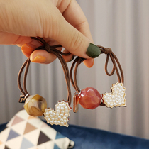 Candy color head rope female tie head rubber band Japan and South Korea simple tie hair high elastic hair accessories ins Net Red Pearl head rope