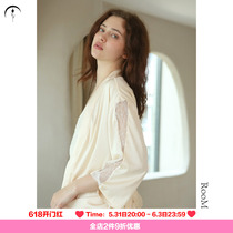 Room for Roof Mance Ru Mansushi style sexy lace pyjamas female splicing silk embroidered sleeping robe summer home clothes