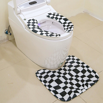 Toilet cushion household four seasons General Intelligent paste button winter plush thickness simple board three-piece set