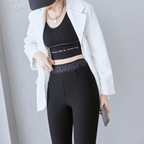 New 2022 small black pants spring autumn and summer thin section spring small feet nine points single layer high elasticity thin outer wear leggings