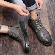 Tide brand Martin boots men 2020 Autumn and Winter new leisure British wild Joker High Gang Brock short boots leather shoes