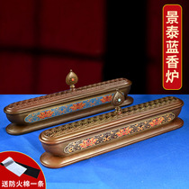 View Tay Blue Incense Stove Pure Copper Lotus Flower Enamel Sleeping Incense Stove Pendulum with Concealed Home Thread incense Box for Buddhist incense Honolulu