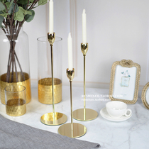 Jane Europe new stainless steel luxury gold candle holder ornaments electroplating branch candle table model room decoration
