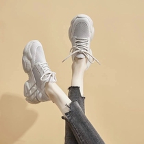 2021 Summer new web surface breathable Old Dad shoes women 100 hitch mesh red ultra-fire thick bottom spring sneaker tide $