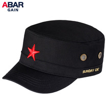 Five-pointed star flat top hat short brim leisure Joker cotton autumn and winter warm Mens Military hat fashion middle-aged youth cap