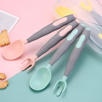 Baby learn to eat training fork spoon baby can bend auxiliary spoon fork children tableware package package