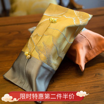  National tide style Chinese style golden Guanshan embroidery creative living room household pumping paper box original classical design napkin paper box