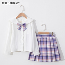 jk uniform girl Autumn suit full set of genuine childrens college style middle school uniforms Japanese shirt pleated skirt