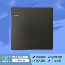 Positive Tai switch socket NEW2C dark grey open double control switch embedded steel frame large plate single open double control panel