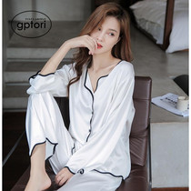 Japanese pajamas womens summer ice silk sexy silk net red hot style original high-quality spring and autumn thin home clothes