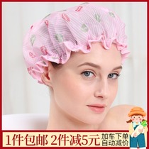 Korean double-layer waterproof adult shower cap waterproof bath cap thickened female Bath cap organza lip