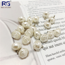 Korean version rose type pearl button womens beautiful shirt shirt cardigan sweater knitted button DIY handmade