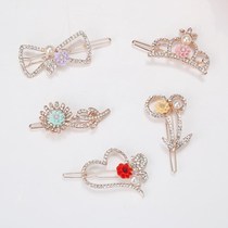 Pressure hair fashionable buckle clip Small word clip Hair clip Grab clip Hair card Adult Liuhai short hair rhinestone edge clip clip