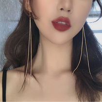 Long tassel earrings female Net red 2021 New Tide Korean temperament long earrings sterling silver earrings