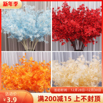 Wedding simulation flower Maple Leaf red champagne single branch silk flower wedding hall ceiling floral background flower art flower arrangement