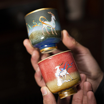 Kung fu teacup to cup creative silver nine color deer master cup cup cup cup cup package household ceramic cup