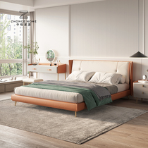 Zhongge light luxury imitation leather bed modern simple master bedroom wedding bed small apartment simple double bed soft bag technology leather bed