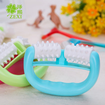 T9142 plastic massager plastic manual roller massager double wheel massager round handle massager