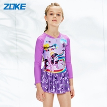 zhuk children's swimsuit thermal girl's one-piece long sleeve pony princess girl zoke middle aged children's swimsuit