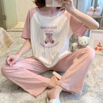 Angelina zl pajamas womens summer 2021 new pit short sleeve trousers cotton home clothing two-piece set