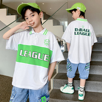 Polo shirt boy short sleeve summer t-shirt CUHK boy turned in white thin section 2022 new fried street boomer blouse