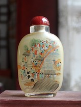 Chinas Inner Painted Snuff Pot of Tomb Sweeping on the River Map