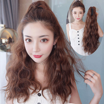 Wig ponytail female grab clip corn long curly hair big wave natural strap twist braided subnet red high ponytail