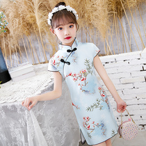 2021 new girls cheongsam summer vintage little girl children Chinese style big baby baby thin dress summer
