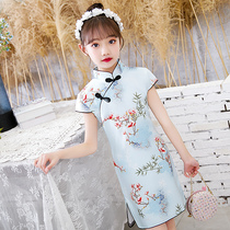 2021 new girls cheongsam summer vintage little girl children Chinese style big baby baby thin dress summer